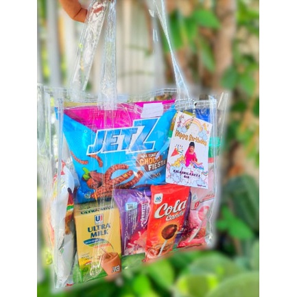 Tas Mika Full Transparan Uk. 20x10x20 Souvenir Hampers Tote Bag Ulang tahun