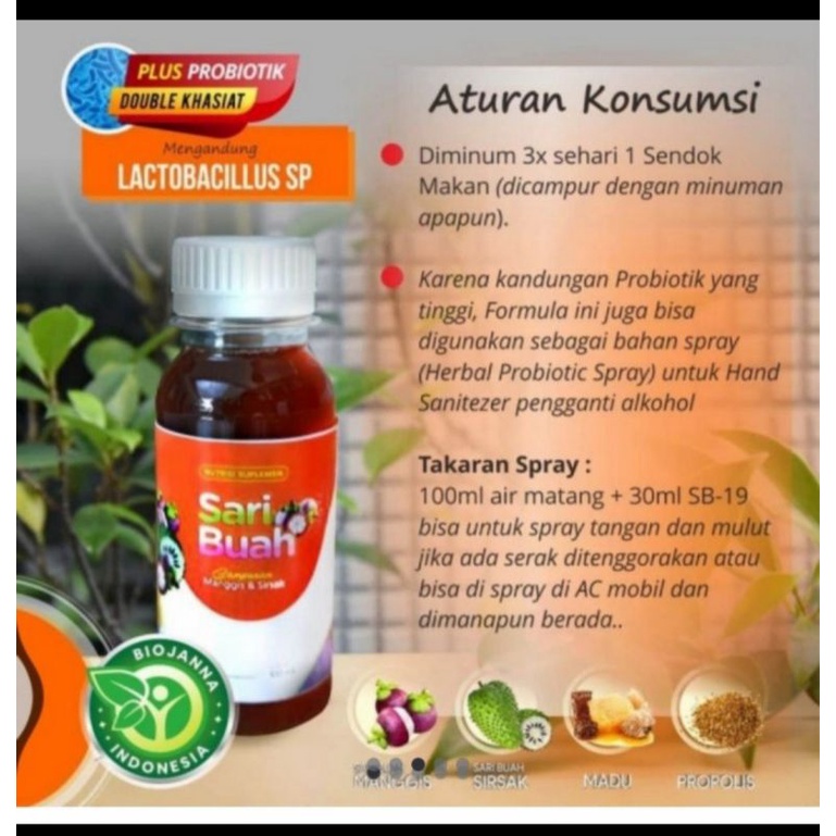 Sari Buah Prebiotik SB-19 biojanna 100ml Original