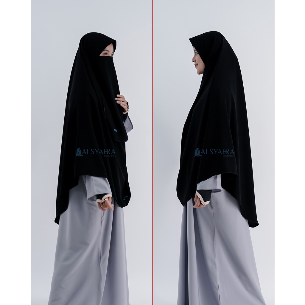 Set Khimar Instan Aisyah Jetblack Alsyahra Exclusive Free Cadar Tali-4