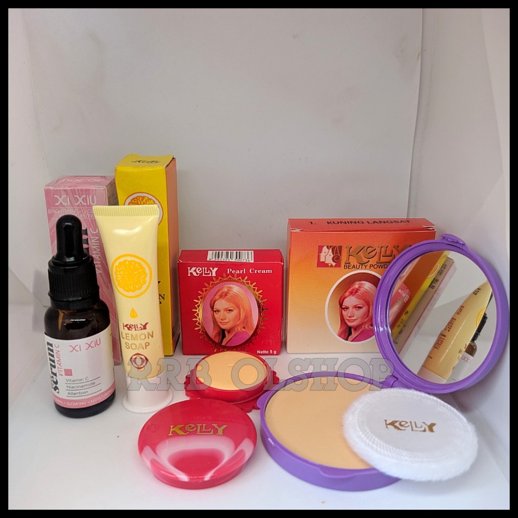MURAH BPOM - Paket 4 IN 1 Kelly Kosmetik - Kelly Pearl Cream 5 gr - Kelly Beauty Powder 22,5gr - Kel
