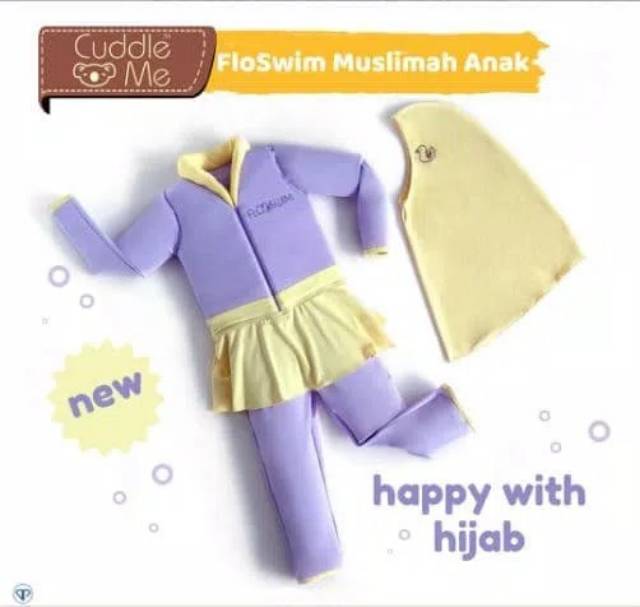 CUDDLE ME Floswim Muslimah Baju Renang Anak Lengan Panjang Hijab Swimsuit Goswim