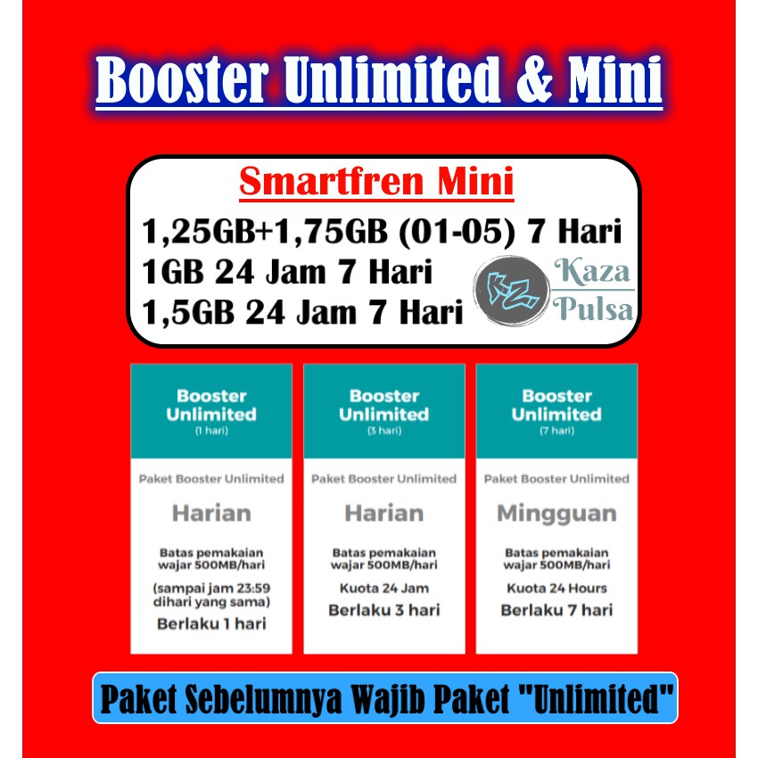 Paket Smartfren Mini Booster Unlimited Kuota Internet Smart Inject Dan Voucher 1gb 1 5gb 7 Hari Shopee Indonesia