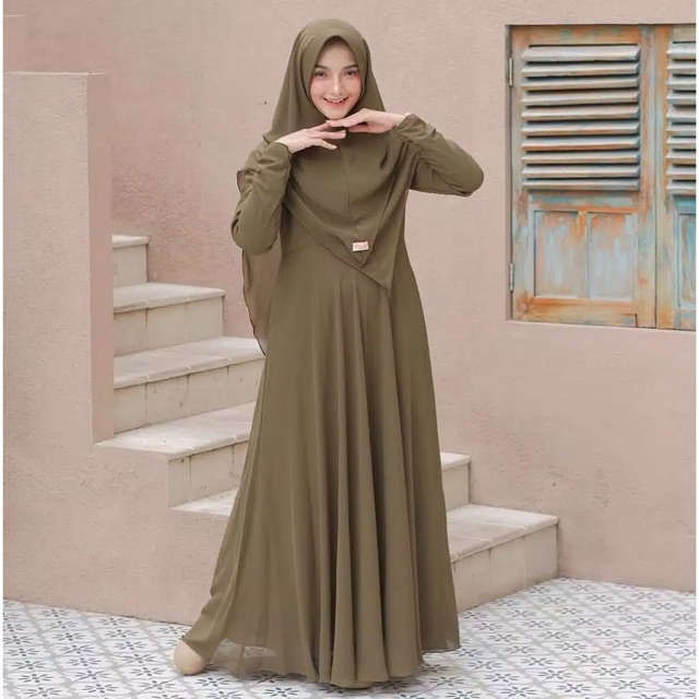 (DBY) GAMIS RAFASYA ONE SET / SETELAN HIJAB 2 LAYER PENGUIN WOLFIS PREMIUM BUSUI FRIENDLY