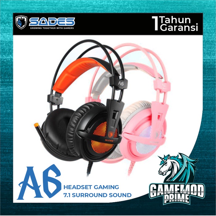 Headset Gaming Sades A6 7.1 Surround Sound USB