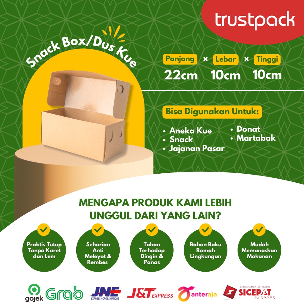 BOX DUS DONUT/ROTI/KUE 22x10x10 - KRAFT PAPER - LAMINASI SUPER TEBAL