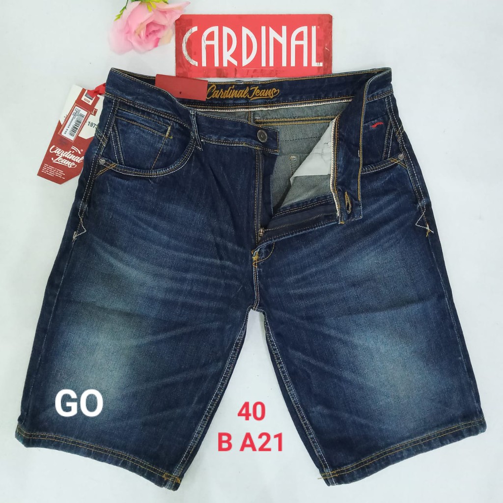 gof 40-46R CARDINAL JEANS Celana Pria Celana Pendek Bermuda Casual Sobek Slimfit Reguler Fit Reguler