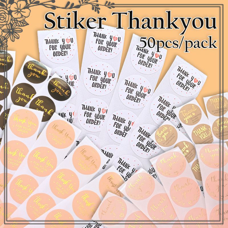 

Stiker thank you bulat diameter 2.5cm isi 50pcs perpack