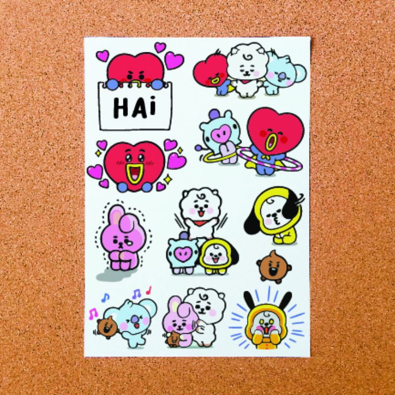 STICKER BTS STIKER HP STIKER LAPTOP STIKER KOREA STIKER LUCU MERCHENDISE KOREA MERCHENDISE BTS BT21