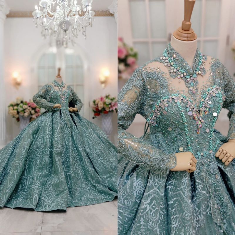 GAUN PENGANTIN BARBIE MEWAH BEREKOR MODERN//GAUN WEDDING BARBIE BELIMBING BUSA