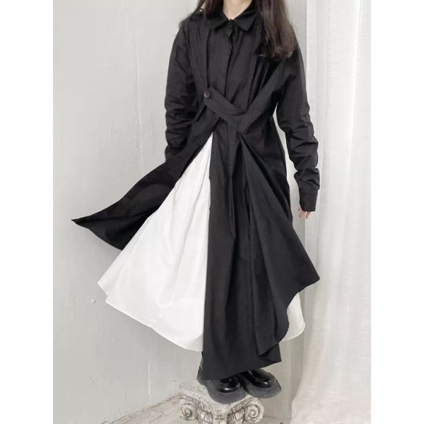 dress katun model kemeja fashion korea wanita big size jumbo premium - baju dress kemeja outer fashi