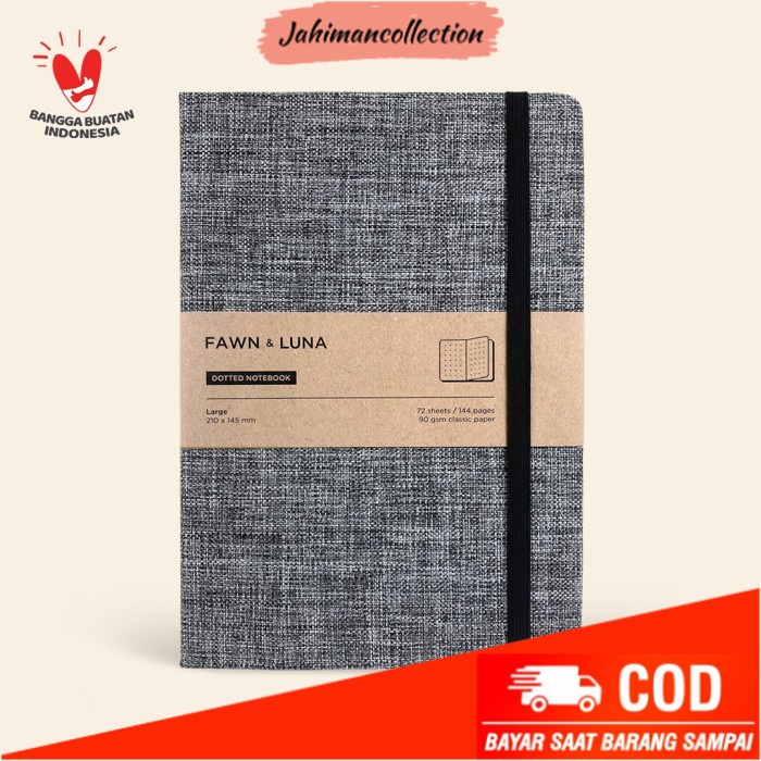 

✨ BISA COD ✨ A5 Notebook - Plain / Dotted Paper - Tartan Grey Fabric - Plain