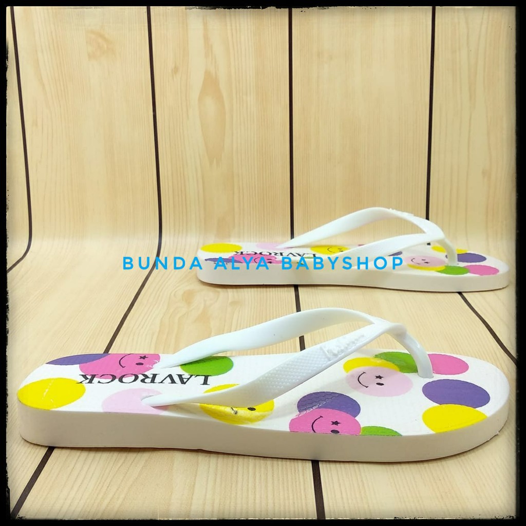 Sendal Jepit Wanita IMPORT Karet PUTIH Size 36 - 40  - Sandal Jepit Cewek Anti Licin SMILE Empuk NYaman Di Kaki