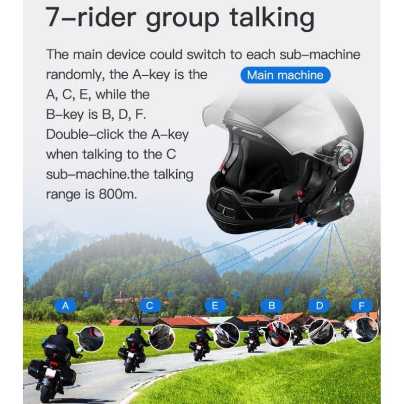 EJEAS Q7 bluetooth radio FM intercom helm 7 riders helmet alt V6 PRO | EJEAS V6 PRO | INTERCOM IT E1-8