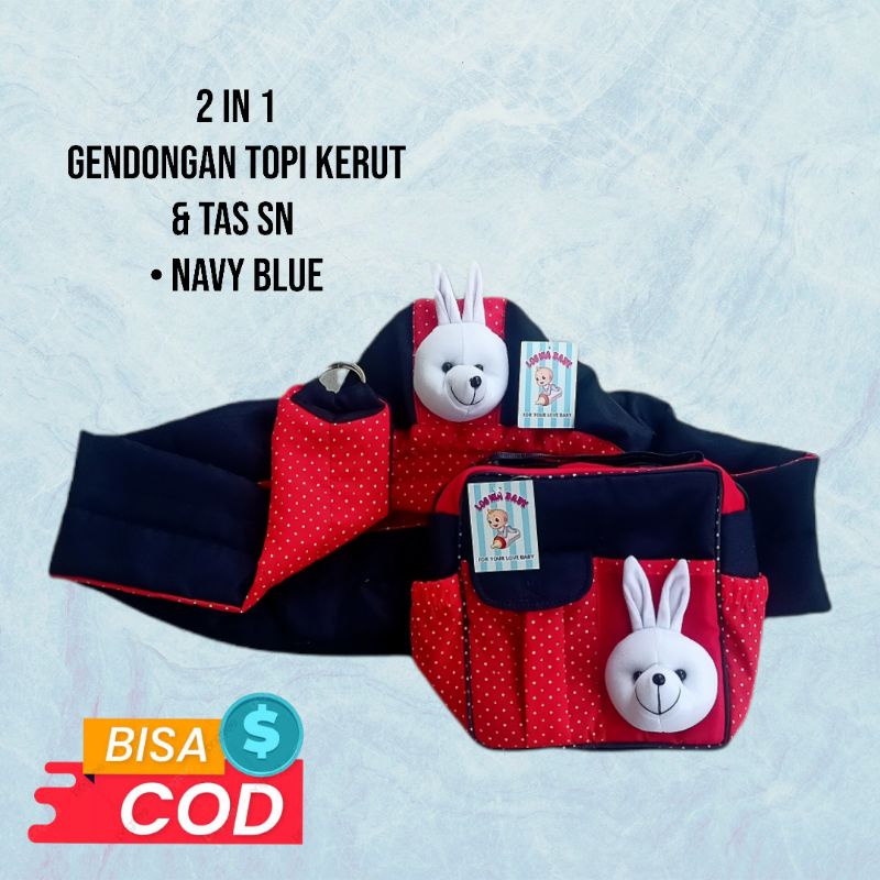 Gendongan Samping bayi topi Kerut &amp; Tas SN ( Paket 2in1 Perlengkapan bayi murah )