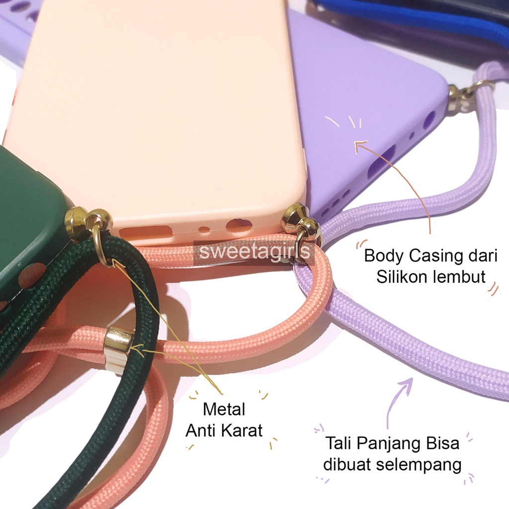 Softcase Tali For Vivo Y20s - Y20 - Y12s ( Sama ) - Sweetacase.id -  Case Tali Macaroon - Slingcase - Candy Case - Casing Baby - Casing Tali bisa dibuat selempang - Tali lanyard Gantungan Hp Model Nagita Mama Gigi