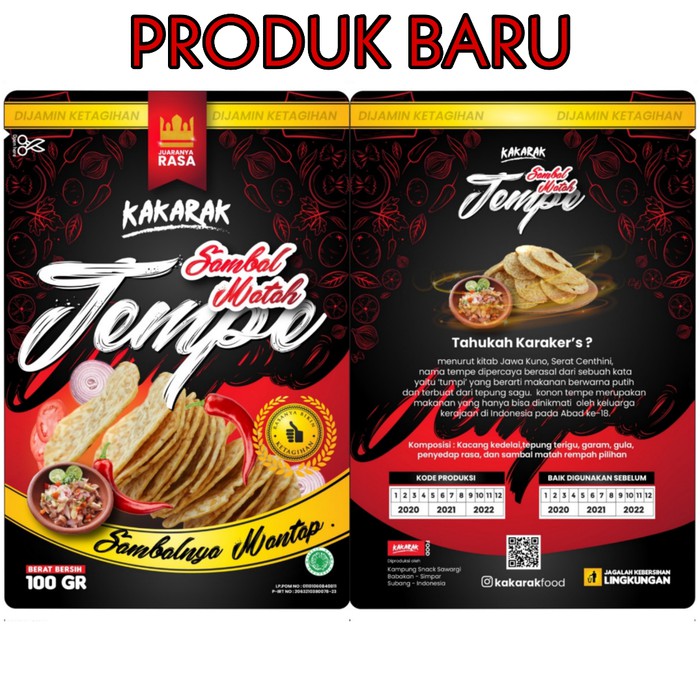 

Keripik Tempe KAKARAK sambal hijau & Sambal matah