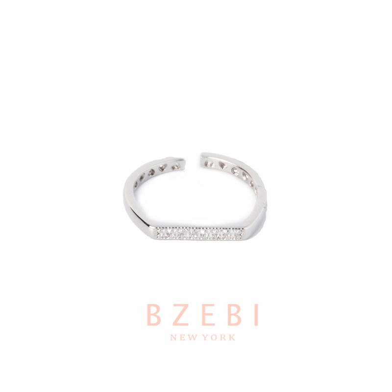 Bzebi Cincin Platinum 18k Model Terbuka Adjustable Hias Berlian Imitasi Gaya Klasik Korea 283r