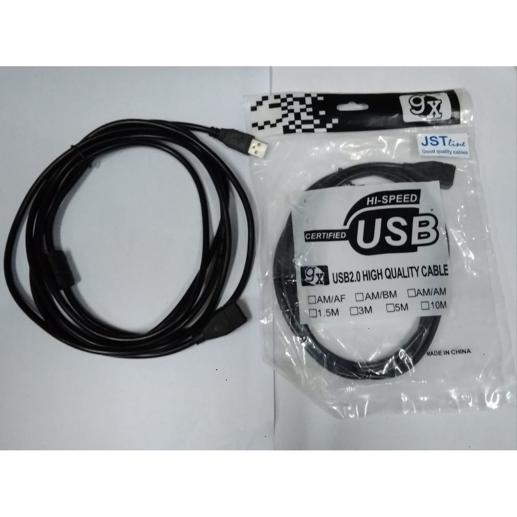 KABEL WIRED USB EXTENTION 2.0 JSTECH 1.5M 1.5 M 1.5 METER BLACK GOOD QUALITY PRINTER SCANNER MOUSE