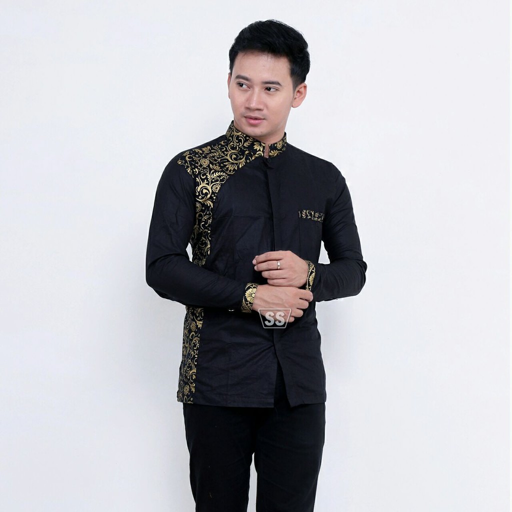 Baju koko bordir lengan panjang modern/Koko batik lengan panjang/Baju koko pekalongan/Batik wulan