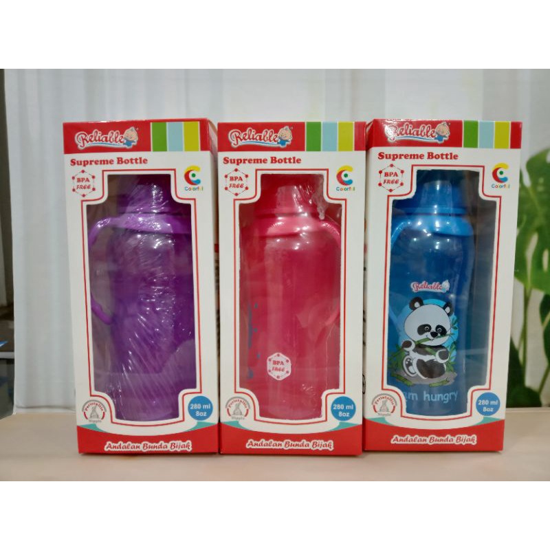 Botol Susu Reliable Besar DOT Ulir Peristaltic+Pegangan 28 0ml BPA Free