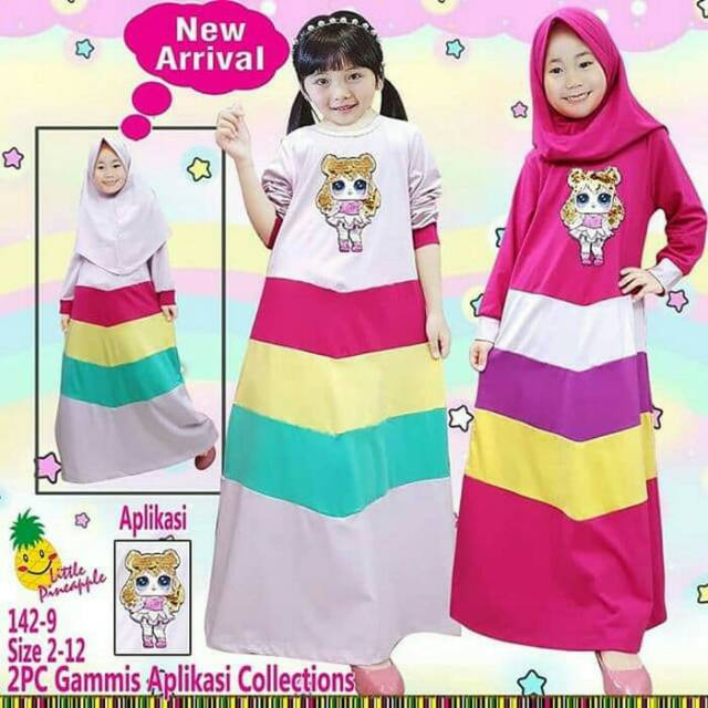 Baju Gamis Muslim Anak LP LOL Bonina 3-8th