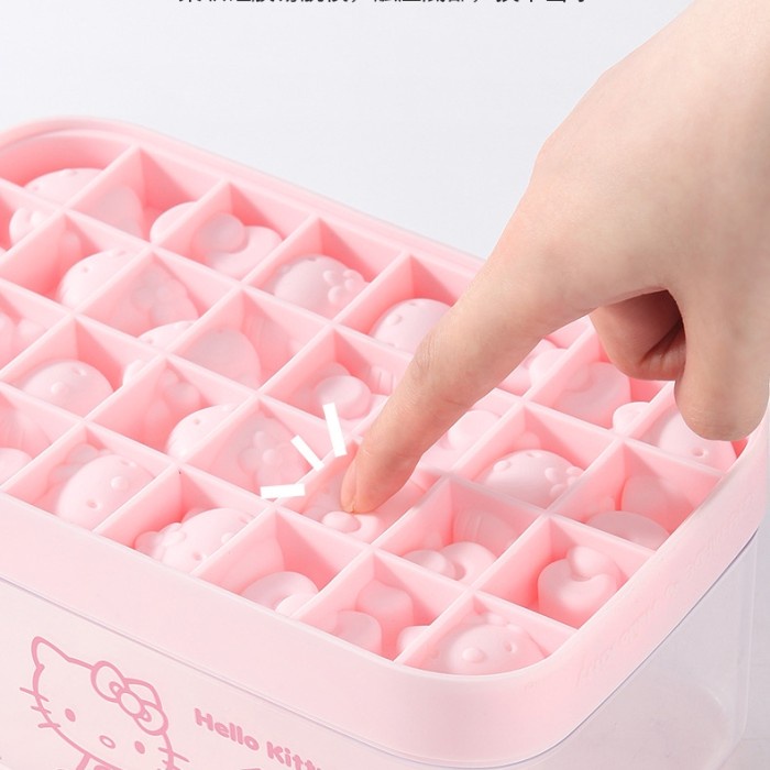 Chefmade KT7110 Kitty Silicone ice cube tray with lid and bin /es batu/ cetakan agar