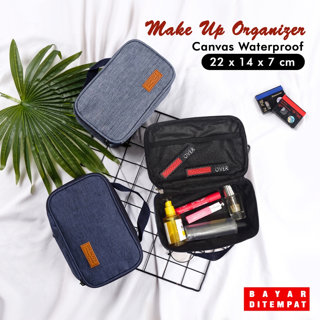 Pouch Make Up cewek tempat makeup Canvas Tas Kosmetik Polos Travel Organizer toiletry bag murah