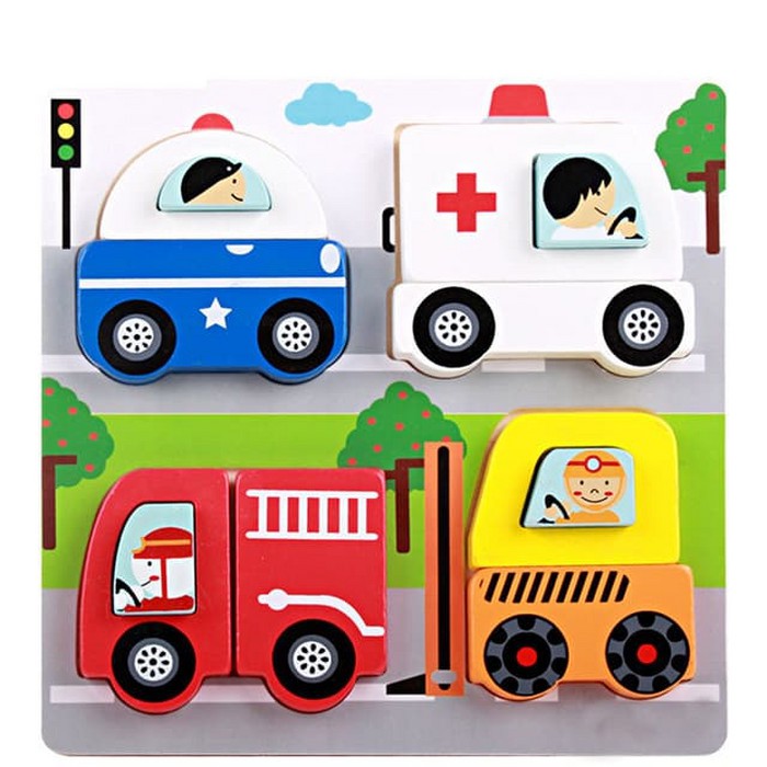 Mainan Edukasi Anak Puzzle Kabi Chunky Kecil Hewan Transport Serangga