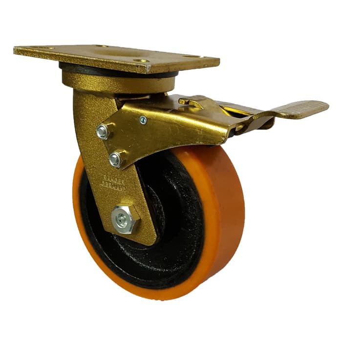 Roda Caster Troli / Trolly PU 6 Inch Super Heavy Duty Rem ( Kunci ) Ranger Germany