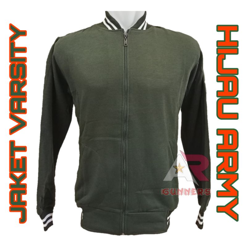 JAKET KATUN VARSITY IJO ARMY / HIJAU ARMY JAKET PRIA WANITA TERBARU