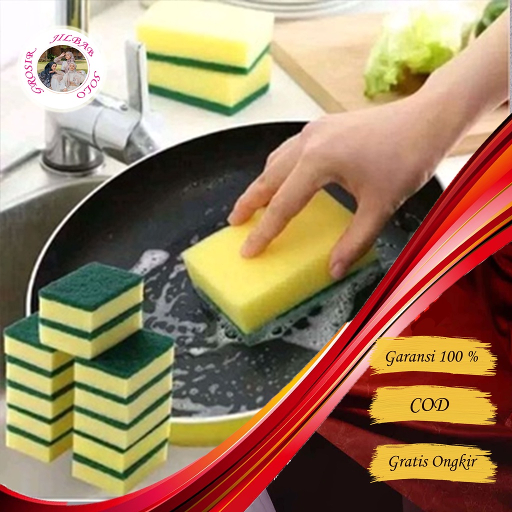 Sponge Cuci Piring - AC 19 - Spons Sikat 2 sisi Cuci Piring gelas lap meja dapur ubin keramik - alat perlengkapan dapur rumah tangga cuci alat makan wastafel dapur Bisa juga untuk cuci membersihkan kotoran  motor mobil sepeda