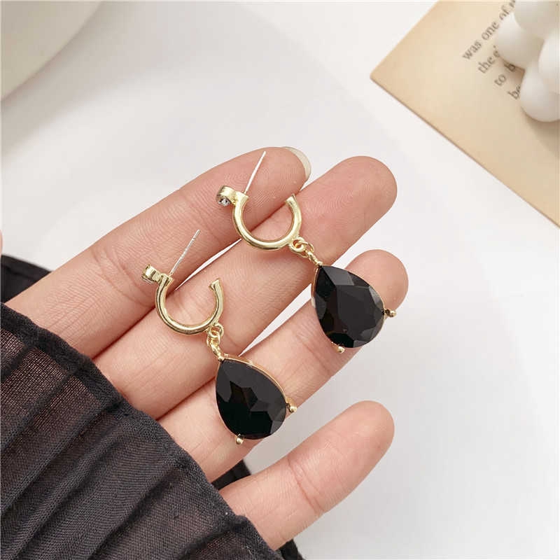 COD Hotel Del Luna IU S925 Silver Advanced Black Crystal Pearl Pendant Earrings Anting