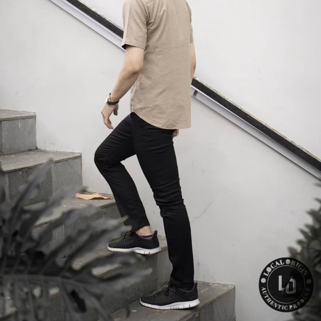 CELANA CHINO PRIA CHINOS PANJANG SLIMFIT - S M L XL HITAM ABU CREAM MOCCA NAVY BROWN