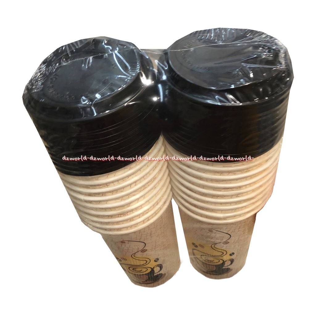 Krishome Hot Cup With Lid 20pcs Cangkir Gelas Kopi Cafe