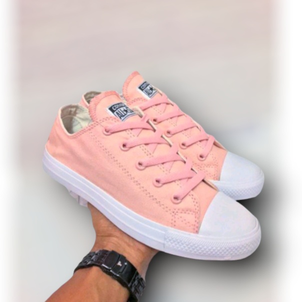 Sepatu wanita peach/pink sneakers kasual kekinian