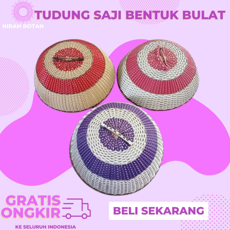 [FREE ONGKIR] Tudung Saji Rotan bulat Ukuran Besar