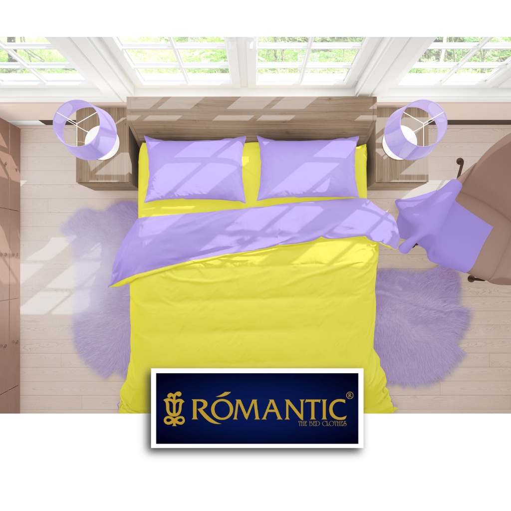 Two Tone Bedcover ROMANTIC Lilac x Kuning aesthetic Bandung