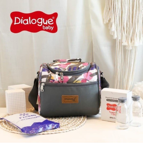 Dialogue tas baby set cooler bag - Abu Abu free ice gel+botol asi kaca (BARU)