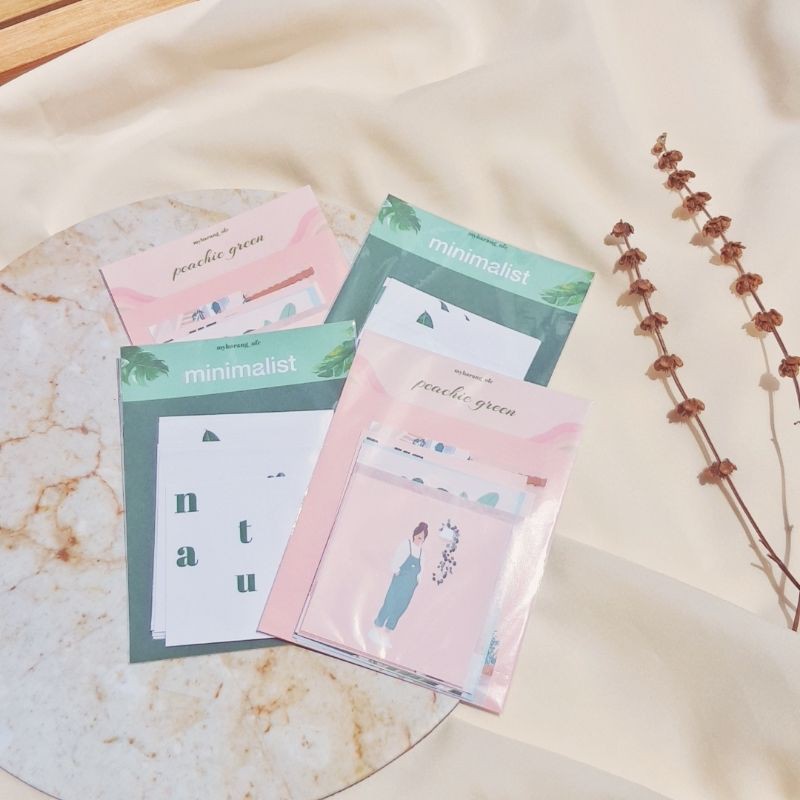 

Peachie Green & Minimalist Deco Card