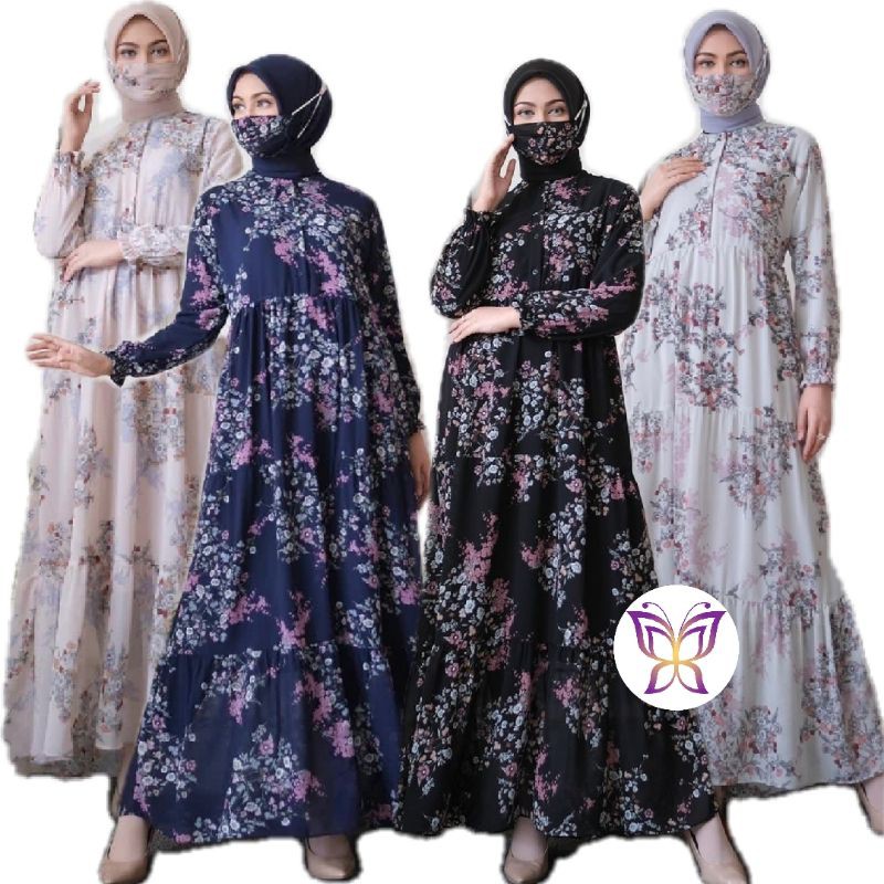 Gamis yasinta dress ceruty xl set masker baju muslim homedress adem murah yasm at