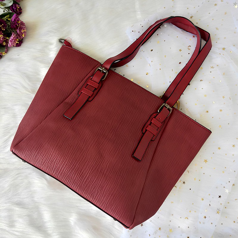 ready cod tas wanita shoulder bag cewek tas besar import murah kulit sentetis warna hitam merah