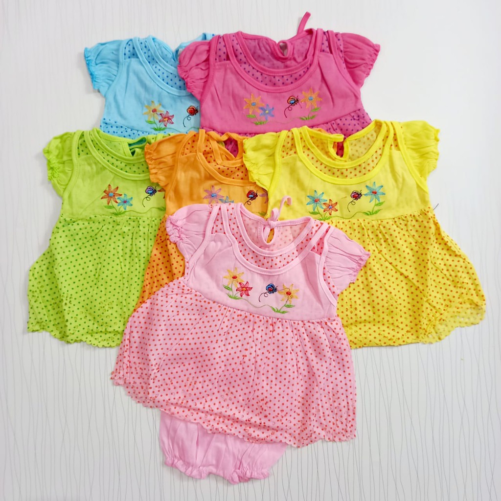 COD Paket Isi 6 Pcs Dress Anak Bayi Motif Campur Baby Alicia