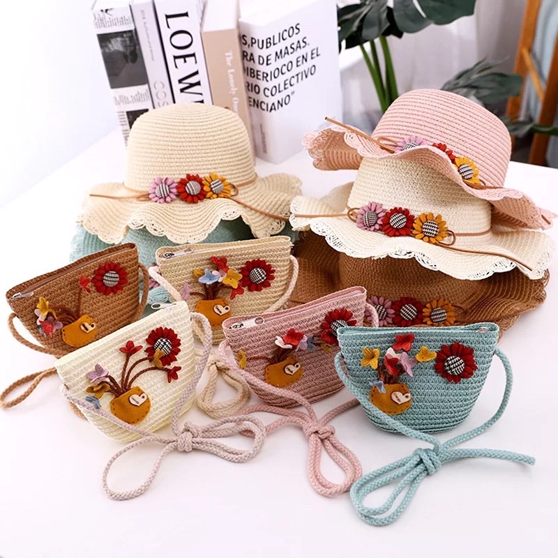 TOPI PANTAI ANAK BUNGA IMPORTTOPI PANTAI KIDS FLOWLY LILY