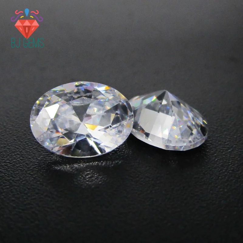 Permata Oval Cut Cubic Zirconia Diamond White 8 - 10 MM A5 Quality