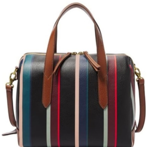 ORIGINAL Tas Wanita Fossil Sidney Satchel Navy Multi Stripes
