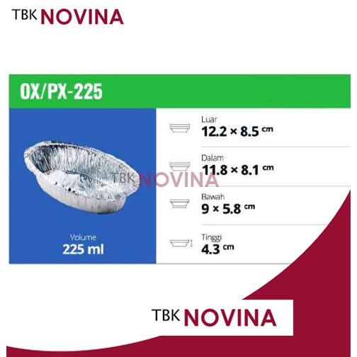 PX-225 / OX-225 ALUMINIUM FOIL KOTAK WADAH CUP ROTI CAKE PAI MENTAI MACARONI SPAGHETI LASAGNA PASTEL TUTUP