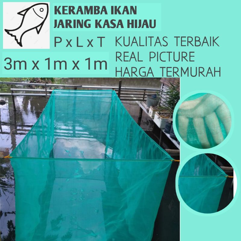 Jual Ri Hapa Jaring Keramba Ikan Ukuran M X M X M Jaring Kasa Hijau Sekat Tutup Resleting