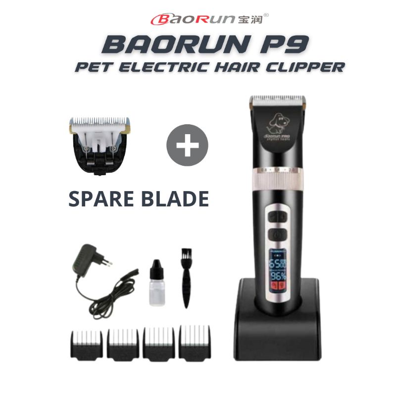 Alat cukur Baorun p9 + pisau cadangan hewan Kambing, domba, anjing, kucing, kelinci