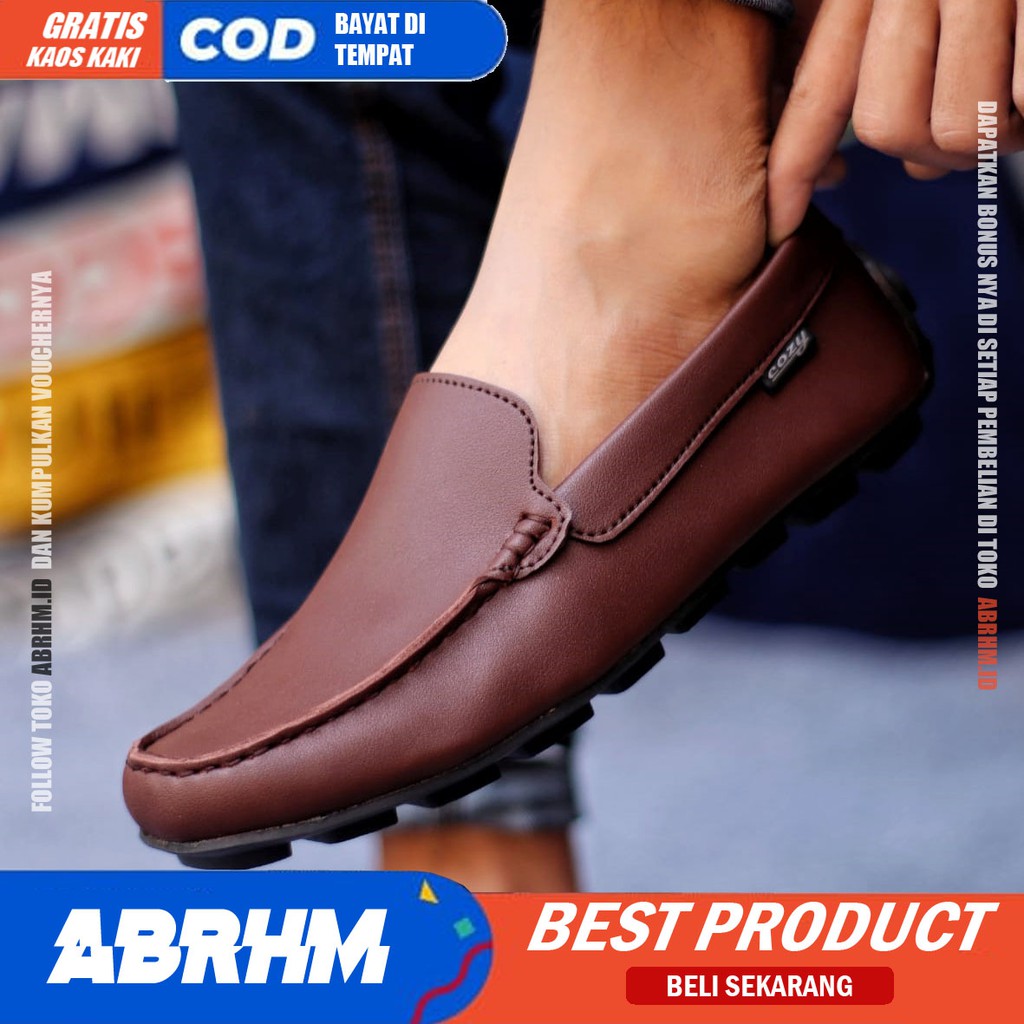 ABRHM x VENEZIA Sepatu Slip On Pria Sepatu Pria Casual Pria Kulit Pu Moccasin Sepatu Kerja Pantofel Semi Formal Sepatu Kasual Santai Gaya Keren Kekinian Murah Terlaris