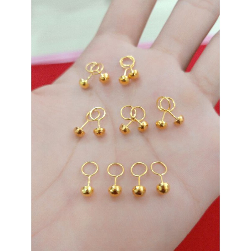 ANTING TOGE ANAK KECIL POLOS PERAK SILVER 925 LAPIS MAS KUNING